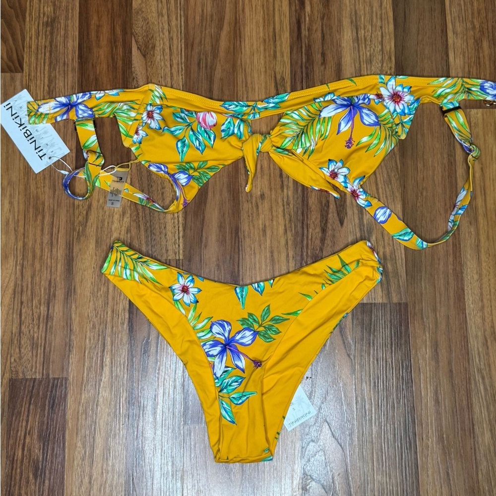 TiniBikini Floral Yellow Bikini Set